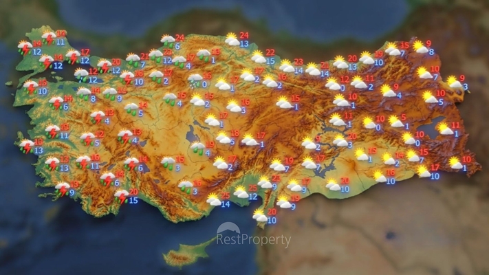 Критическое предупреждение: дожди и сильный ветер в 8 городах Турции