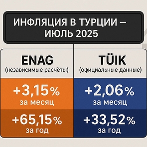 Инфляция в Турции: официальные и независимые данные за июль