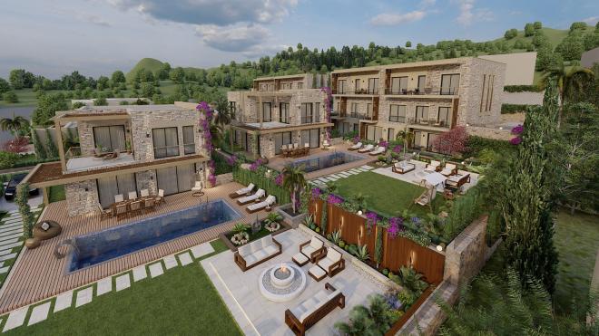 Вилла 4+1 с видом на море в Бодрум