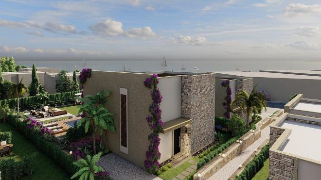 Вилла 4+1 с видом на море в Бодрум