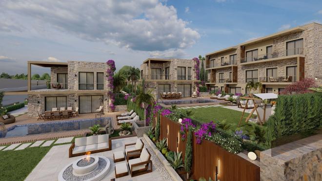 Дюплекс 4+1 с видом на море в Бодрум