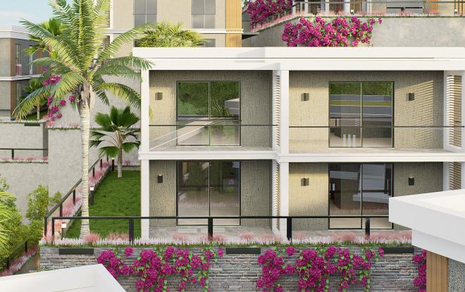 Квартира 1+0 с видом на море в Бодрум