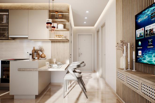 Квартира 1+0 с видом на море в Бодрум