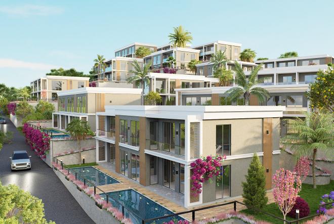 Дюплекс 3+1 с видом на море в Бодрум