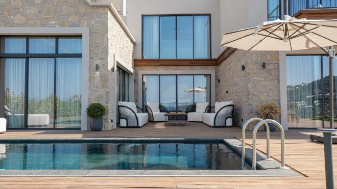 Вилла 4+1 с видом на море в Бодрум