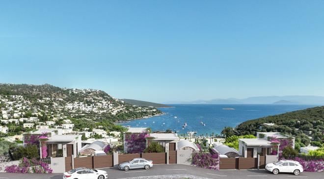 Вилла 4+1 с видом на море в Бодрум