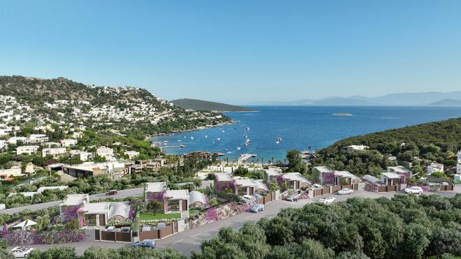 Вилла 4+1 с видом на море в Бодрум