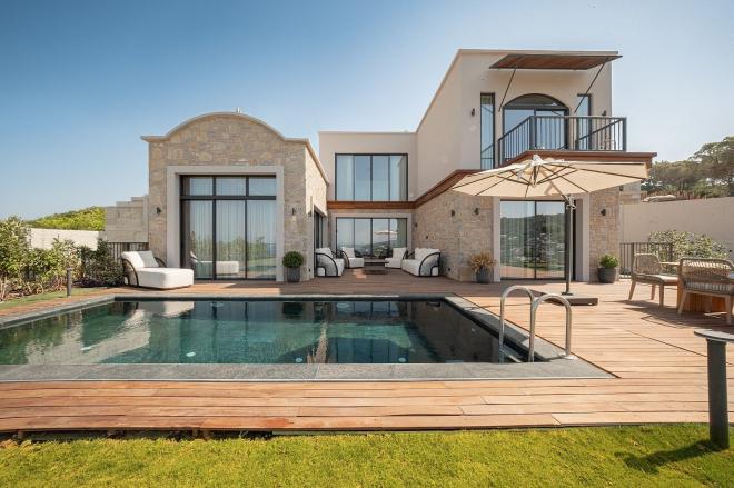 Вилла 4+1 с видом на море в Бодрум