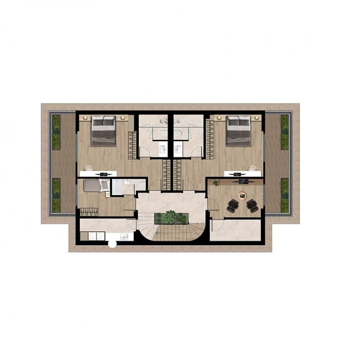 Вилла 4+1 с видом на море в Бодрум