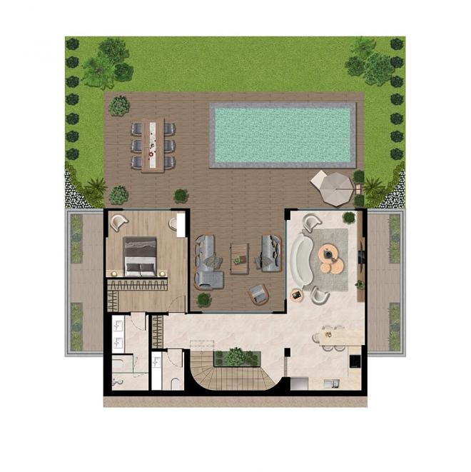 Вилла 4+1 с видом на море в Бодрум