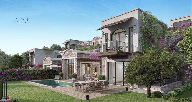 Вилла 4+1 с видом на море в Бодрум