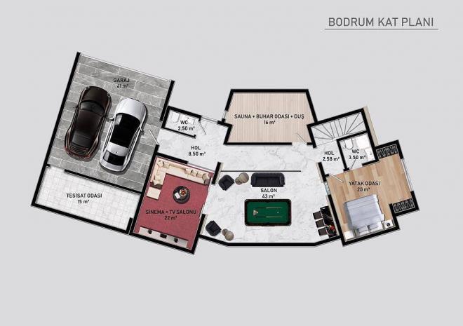 Вилла 6+2 с видом на море в Бодрум