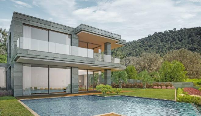 Вилла 4+1 с видом на море в Бодрум