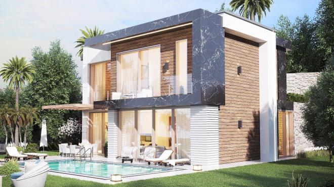 Вилла 4+1 с видом на море в Бодрум