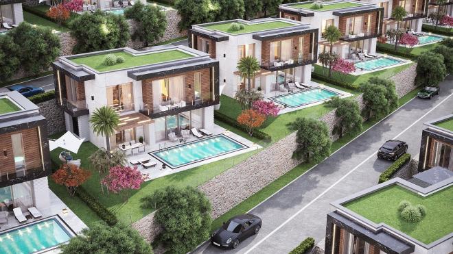 Вилла 4+1 с видом на море в Бодрум