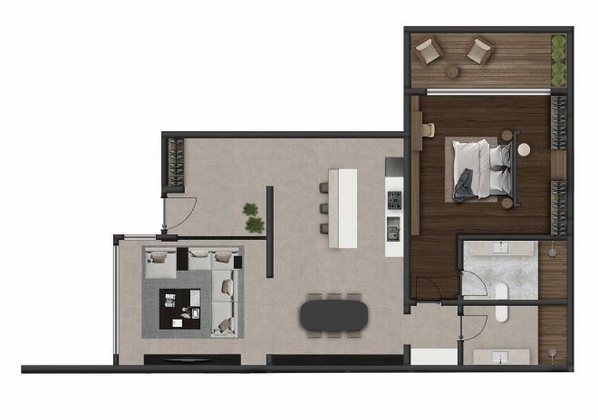 Квартира 2+1 с видом на море в Бодрум