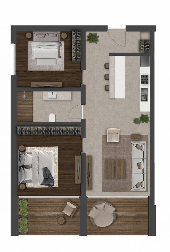 Квартира 2+1 с видом на море в Бодрум