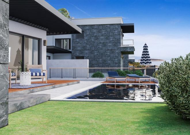 Вилла 4+1 с видом на море в Бодрум