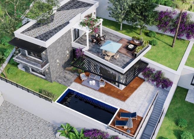 Вилла 4+1 с видом на море в Бодрум