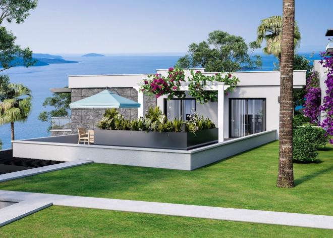 Вилла 4+1 с видом на море в Бодрум