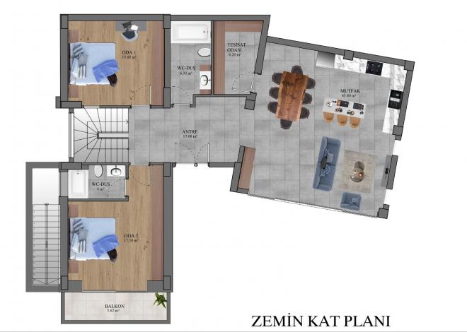 Вилла 4+1 с видом на море в Бодрум