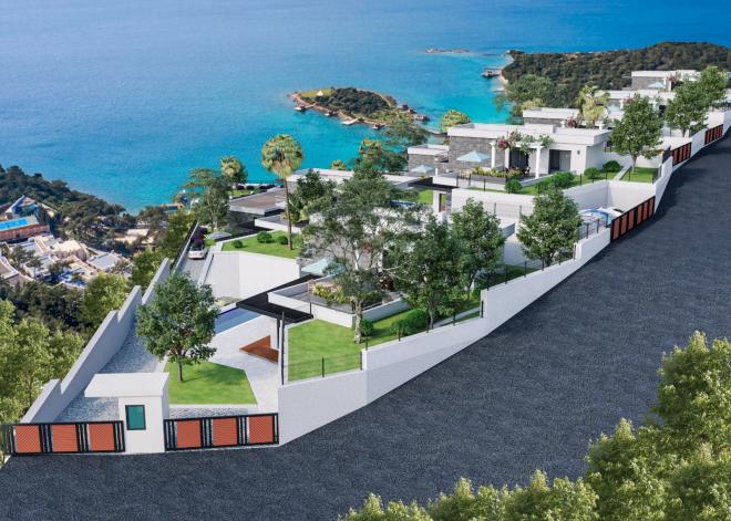 Вилла 4+1 с видом на море в Бодрум