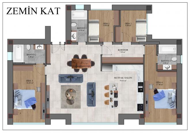 Вилла 6+1 с видом на море в Бодрум