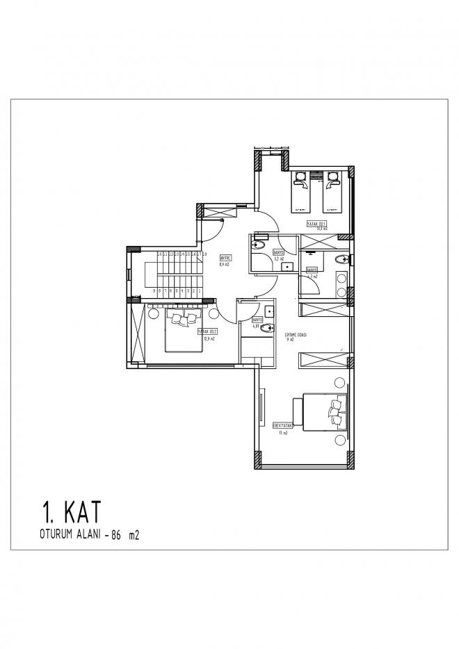 Вилла 3+1 с видом на море в Бодрум