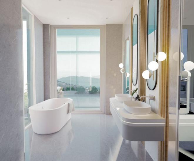 Вилла 4+1 с видом на море в Бодрум