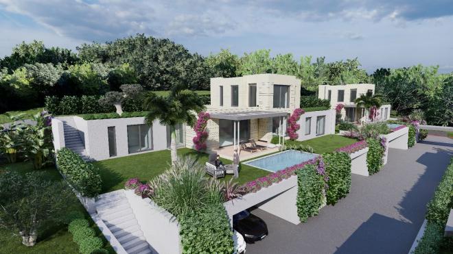 Вилла 4+1 с видом на море в Бодрум