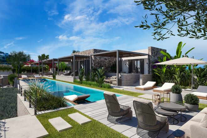 Вилла 6+2 с видом на море в Бодрум