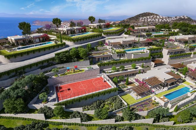 Вилла 6+2 с видом на море в Бодрум