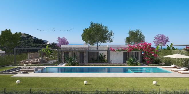 Вилла 6+2 с видом на море в Бодрум