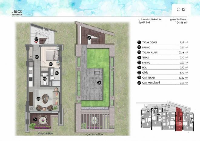 Квартира 1+1 с видом на море в Бодрум