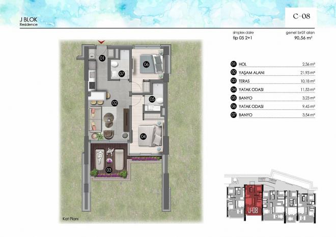 Квартира 4+1 с видом на море в Бодрум