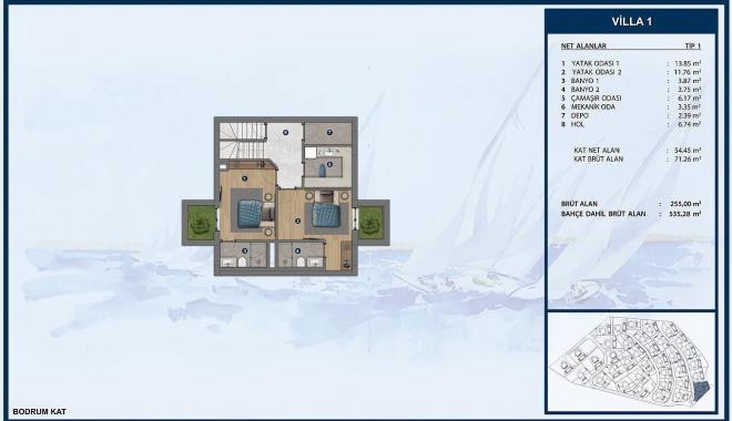 Вилла 4+1 с видом на море в Бодрум