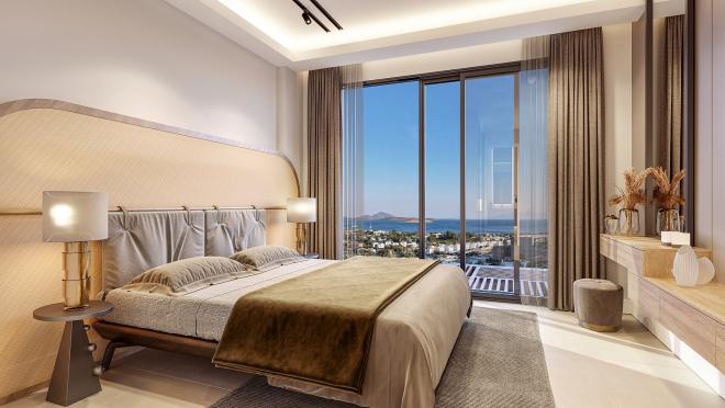 Вилла 5+1 с видом на море в Бодрум