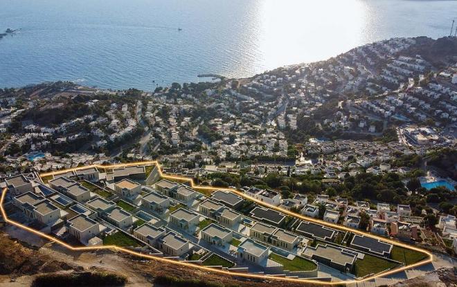 Вилла 4+1 с видом на море в Бодрум