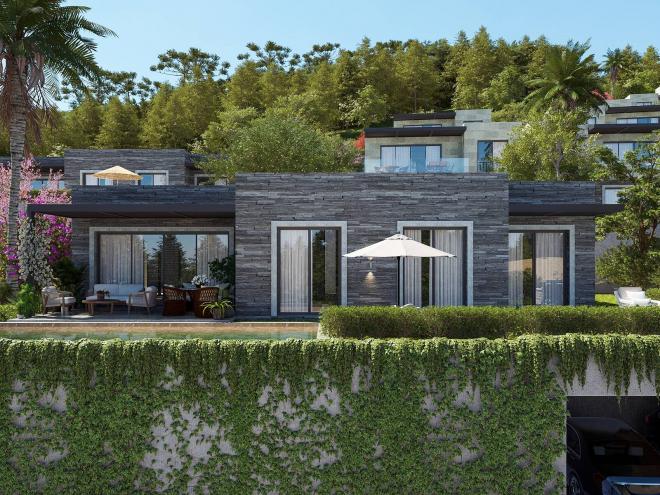 Вилла 4+1 с видом на море в Бодрум