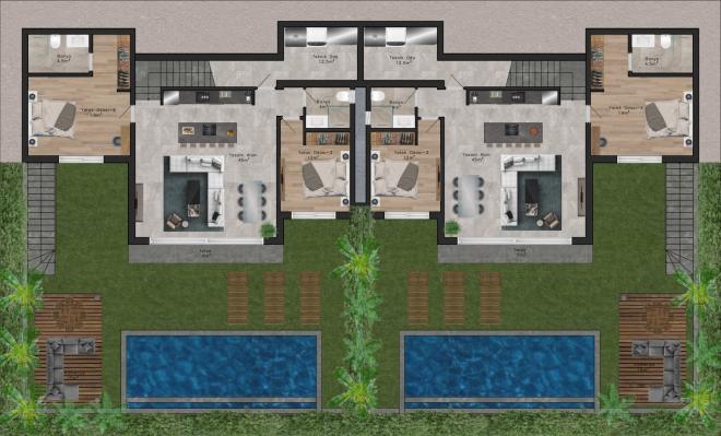 Вилла 4+1 с видом на море в Бодрум