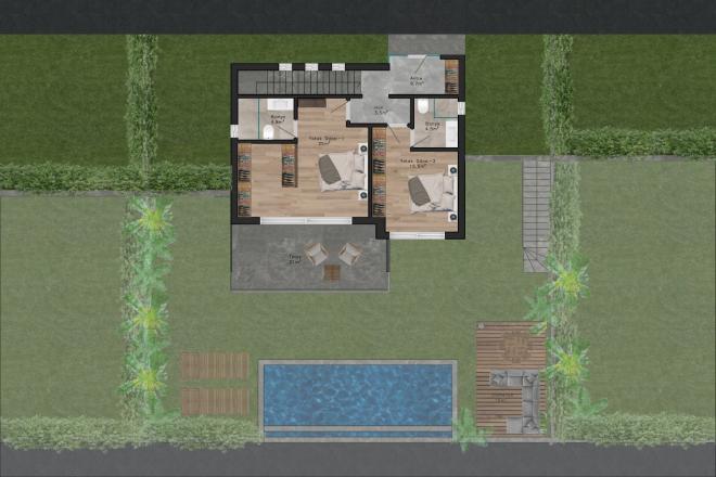 Вилла 4+1 с видом на море в Бодрум