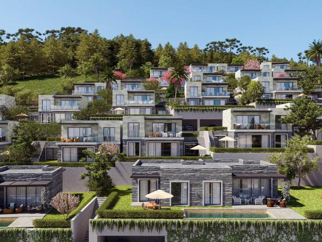 Вилла 5+1 с видом на море в Бодрум