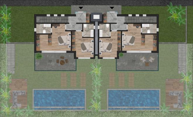 Вилла 5+1 с видом на море в Бодрум