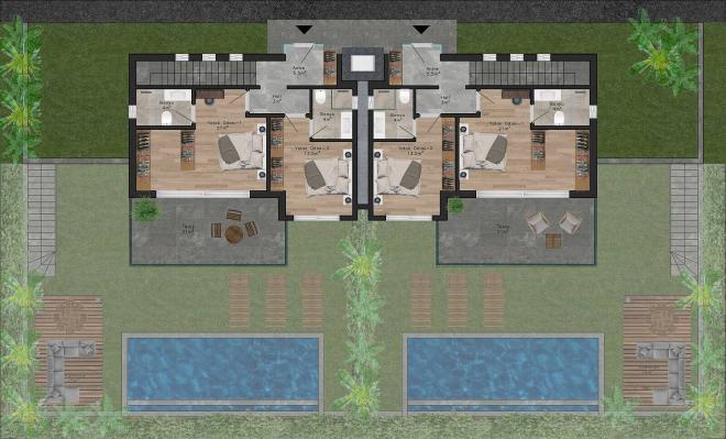 Вилла 5+1 с видом на море в Бодрум