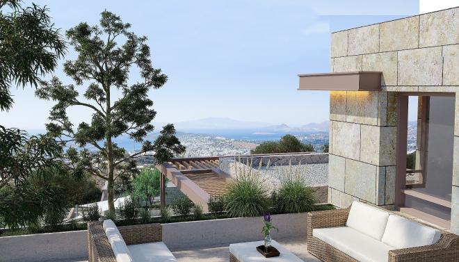 Вилла 4+1 с видом на море в Бодрум