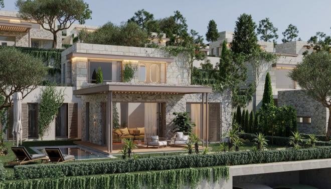 Вилла 4+1 с видом на море в Бодрум