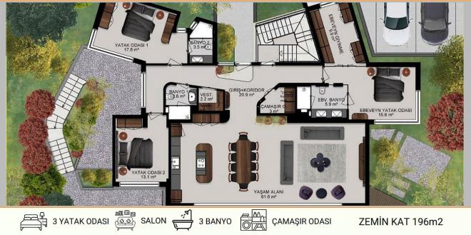 Вилла 5+2 с видом на море в Бодрум