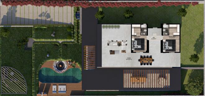 Вилла 4+1 с видом на море в Бодрум