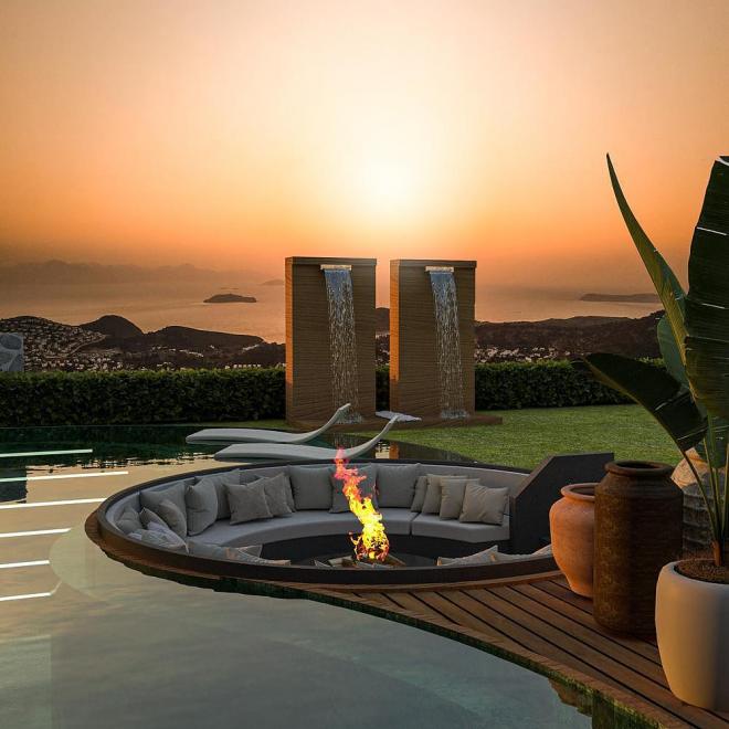 Вилла 4+1 с видом на море в Бодрум