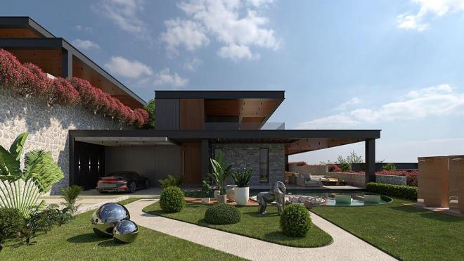 Вилла 4+1 с видом на море в Бодрум